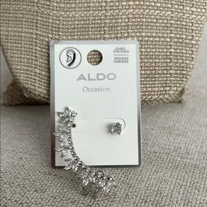 Aldo Sparkling Silver Ear Cuff with Cubic Zirconia